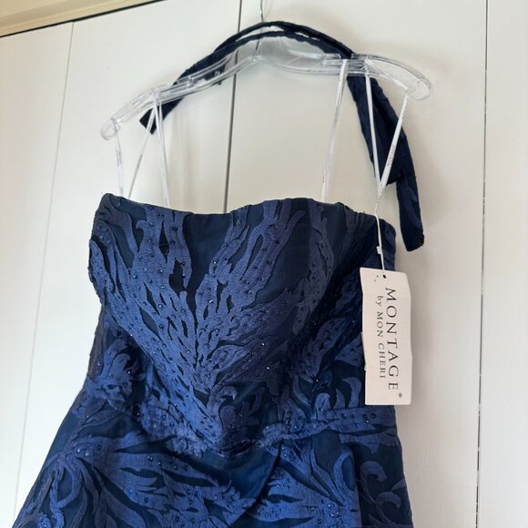 NWT, Mother of the Bride/GroomMON CHERI MONTAGE 219992, Navy Blue Gown Size 12 - Picture 7 of 11
